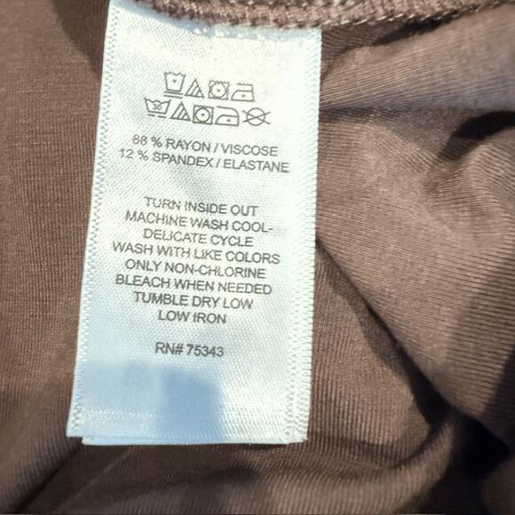 Rachel Zoe Double Layer Long Sleeve Stretch Fitted Top Dark Brown Size XL - Picture 6 of 10